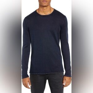 Men’s John Varvatos Navy Knit Crewneck Long Sleeve Shirt w/ Elbow Patches S